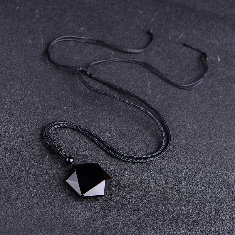 Charm Women Men Necklace Obsidian Stone Pendant Jewelry Sweater Chain Ornaments